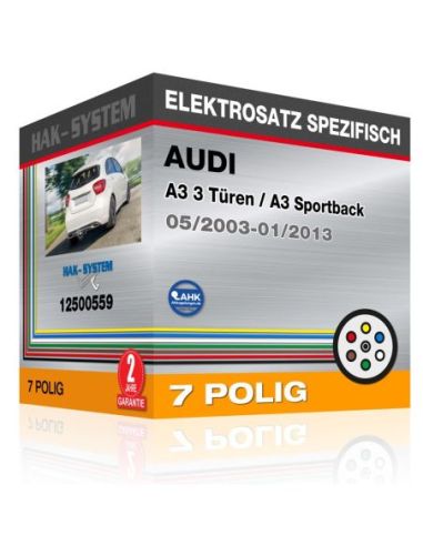 Fahrzeugspezifischer Elektrosatz für Anhängerkupplung AUDI A3 3 Türen / A3 Sportback, 2003, 2004, 2005, 2006, 2007, 2008, 2009, 