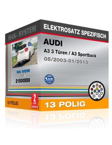 Fahrzeugspezifischer Elektrosatz für Anhängerkupplung AUDI A3 3 Türen / A3 Sportback, 2003, 2004, 2005, 2006, 2007, 2008, 2009, 