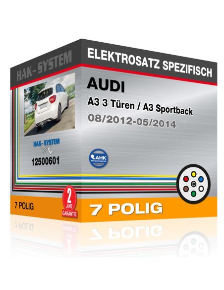 Fahrzeugspezifischer Elektrosatz für Anhängerkupplung AUDI A3 3 Türen / A3 Sportback, 2012, 2013, 2014 [7 polig]
