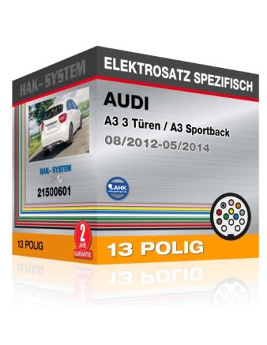 Fahrzeugspezifischer Elektrosatz für Anhängerkupplung AUDI A3 3 Türen / A3 Sportback, 2012, 2013, 2014 [13 polig]