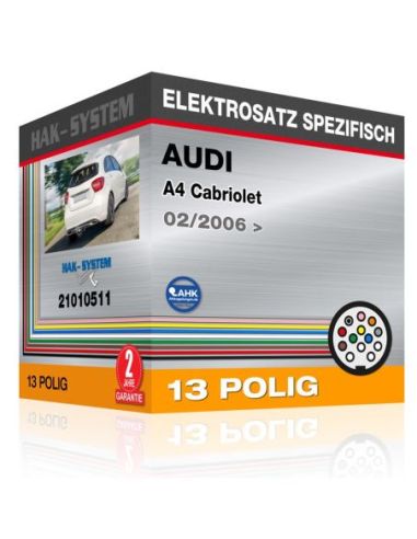 Fahrzeugspezifischer Elektrosatz für Anhängerkupplung AUDI A4 Cabriolet, 2006, 2007, 2008, 2009, 2010, 2011, 2012, 2013, 2014, 2