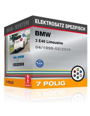 Fahrzeugspezifischer Elektrosatz für Anhängerkupplung BMW 3 E46 Limousine, 1998, 1999, 2000, 2001, 2002, 2003, 2004, 2005 [7 pol