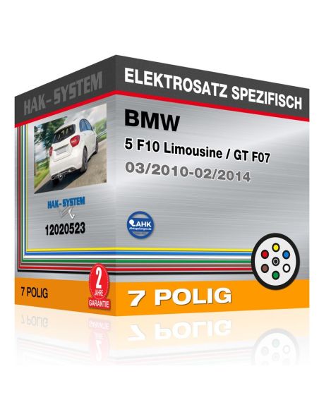 Fahrzeugspezifischer Elektrosatz für Anhängerkupplung BMW 5 F10 Limousine / GT F07, 2010, 2011, 2012, 2013, 2014 [7 polig]