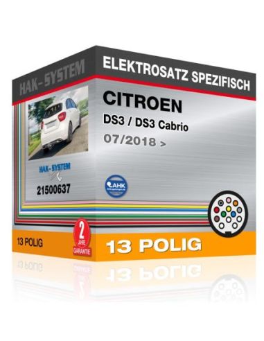 Fahrzeugspezifischer Elektrosatz für Anhängerkupplung CITROEN DS3 / DS3 Cabrio, 2018, 2019, 2020, 2021, 2022, 2023 [13 polig]