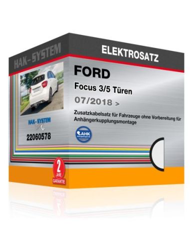 Zusatzkabelsatz für Fahrzeuge ohne Vorbereitung für Anhängerkupplungsmontage  FORD Focus 3/5 Türen, 2018, 2019, 2020, 2021, 2022