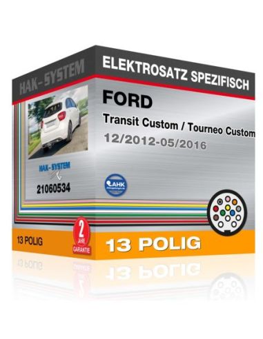 Fahrzeugspezifischer Elektrosatz für Anhängerkupplung FORD Transit Custom / Tourneo Custom, 2012, 2013, 2014, 2015, 2016 [13 pol