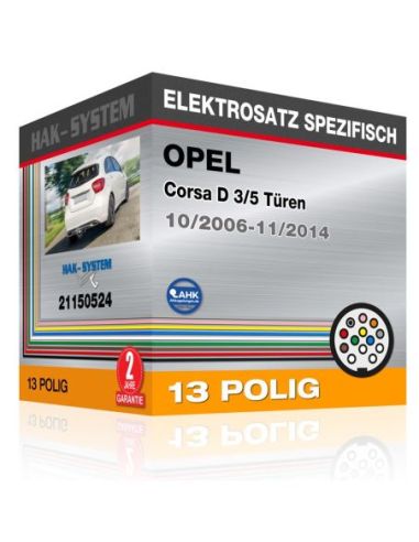 Fahrzeugspezifischer Elektrosatz für Anhängerkupplung OPEL Corsa D 3/5 Türen, 2006, 2007, 2008, 2009, 2010, 2011, 2012, 2013, 20