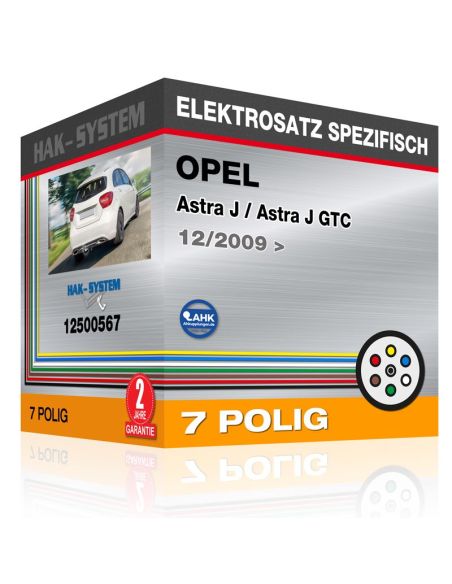 Fahrzeugspezifischer Elektrosatz für Anhängerkupplung OPEL Astra J / Astra J GTC, 2009, 2010, 2011, 2012, 2013, 2014, 2015, 2016