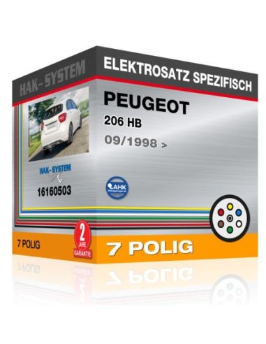 Fahrzeugspezifischer Elektrosatz für Anhängerkupplung PEUGEOT 206 HB, 1998, 1999, 2000, 2001, 2002, 2003, 2004, 2005, 2006, 2007