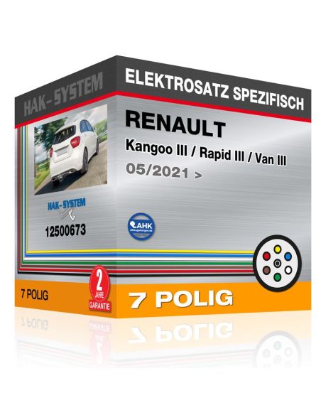 Fahrzeugspezifischer Elektrosatz für Anhängerkupplung RENAULT Kangoo III / Rapid III / Van III, 2021, 2022, 2023 [7 polig]