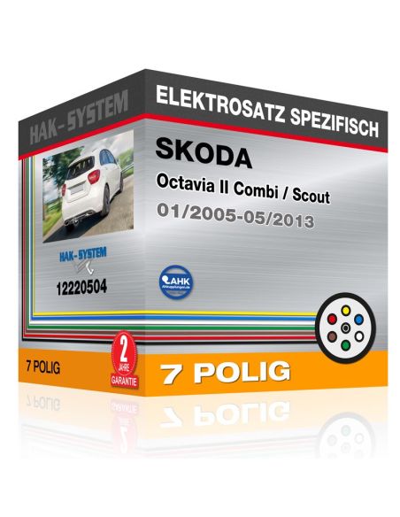 Fahrzeugspezifischer Elektrosatz für Anhängerkupplung SKODA Octavia II Combi / Scout, 2005, 2006, 2007, 2008, 2009, 2010, 2011, 