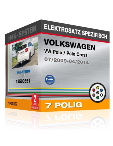 Fahrzeugspezifischer Elektrosatz für Anhängerkupplung VOLKSWAGEN VW Polo / Polo Cross, 2009, 2010, 2011, 2012, 2013, 2014 [7 pol
