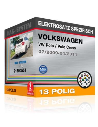 Fahrzeugspezifischer Elektrosatz für Anhängerkupplung VOLKSWAGEN VW Polo /  Polo Cross, 2009, 2010, 2011, 2012, 2013, 2014 [13 polig]