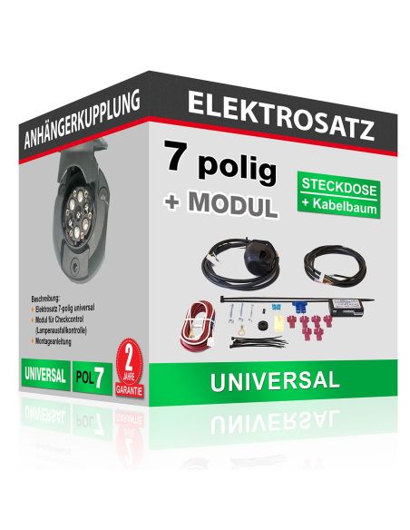Elektrosatz – 7-pol universal mit  Modul für Fahrzeuge mit Check-Control
