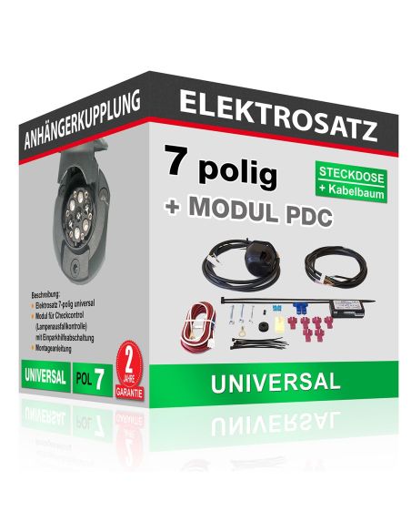 Elektrosatz – 7-pol universal mit Modul PDC (mit Einparkhilfeabschaltung ) für Fahrzeuge mit Check-Control