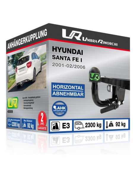 Anhängerkupplung für Hyundai SANTA FE I horizontal abnehmbar