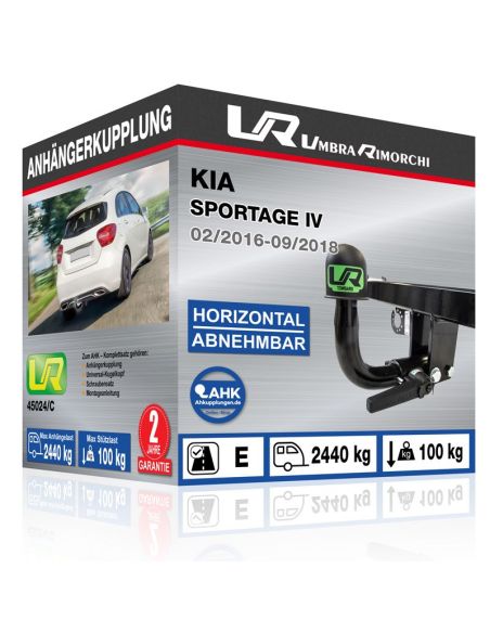 Anhängerkupplung für Kia SPORTAGE IV [SUV 2-4WD, GT-LINE] 2016, 2017, 2018,  horizontal abnehmbar Elektrosatz ohne Elektrosatz