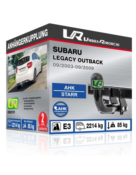 Anhängerkupplung für Subaru LEGACY OUTBACK starr mit angeschraubtem Kugelkopf