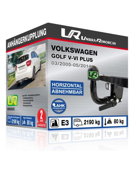 Anhängerkupplung für Volkswagen GOLF V-VI PLUS horizontal abnehmbar