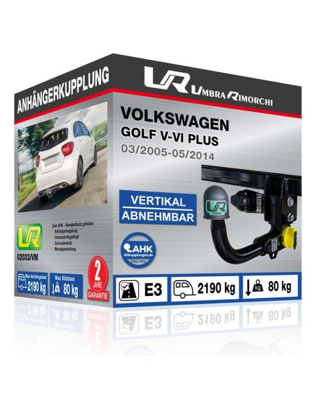 Anhängerkupplung für Volkswagen GOLF V-VI PLUS vertikal abnehmbar