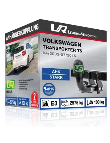 Anhängerkupplung für Volkswagen TRANSPORTER T5 starr mit angeschraubtem Kugelkopf