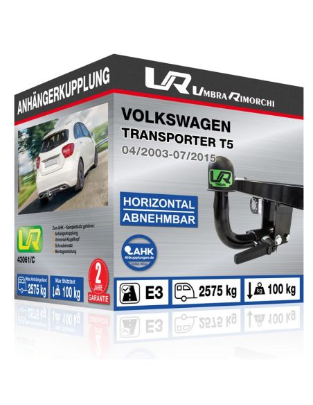 Anhängerkupplung für Volkswagen TRANSPORTER T5 horizontal abnehmbar