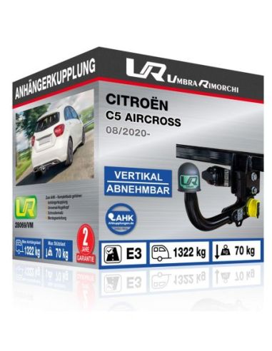Anhängerkupplung für Citroën C5 AIRCROSS [2-4WD, hybrid] 2020, 2021, 2022,  2023, vertikal abnehmbar Elektrosatz ohne Elektrosatz