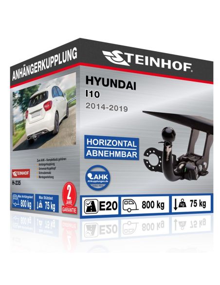 Towbar Hyundai I10 [5 doors (BA, IA)] 2014, 2015, 2016, 2017, 2018, 2019,  Horizontal detachable Elektrosatz ohne Elektrosatz