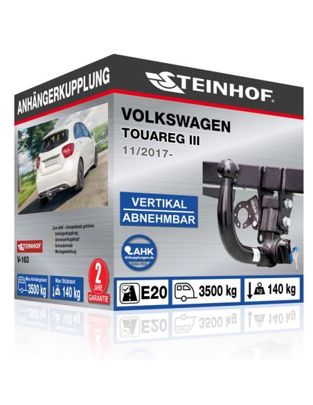 Anhängerkupplung für Volkswagen TOUAREG III [(CR7)] 2017, 2018, 2019, 2020,  2021, 2022, 2023, vertikal abnehmbar Elektrosatz ohne Elektrosatz